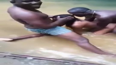 Fucked in a river by two guys