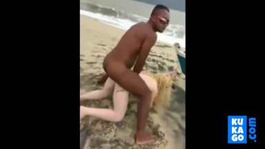 2 white beach sex with BBC